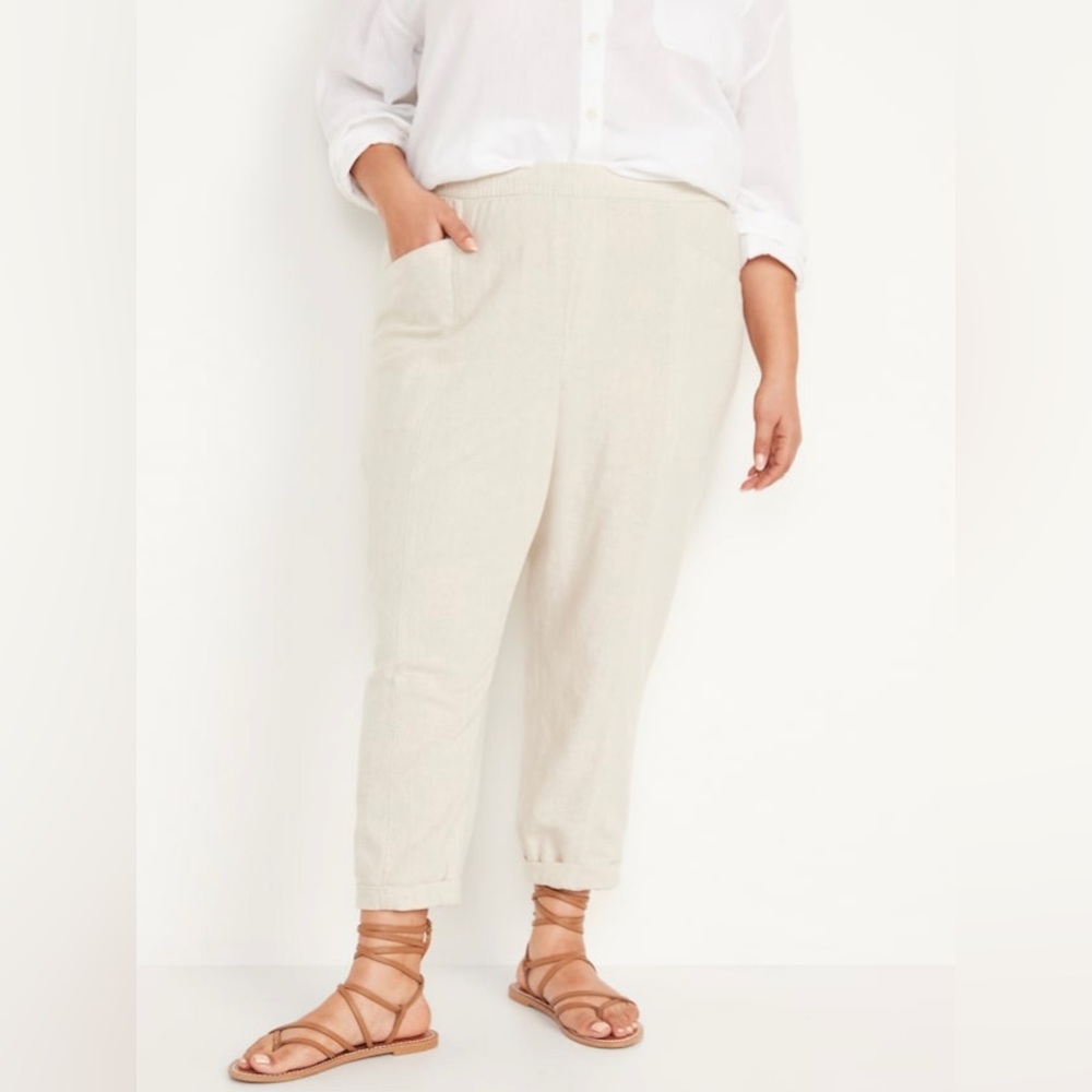 NWT Old Navy High-Waisted Linen-Blend Wide Leg Pants Women’s Size 3X